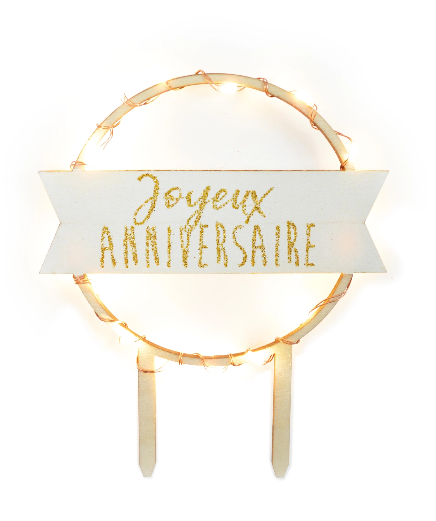 Cake topper led joyeux anniversaire (dont 0,08€ht d´éco-part