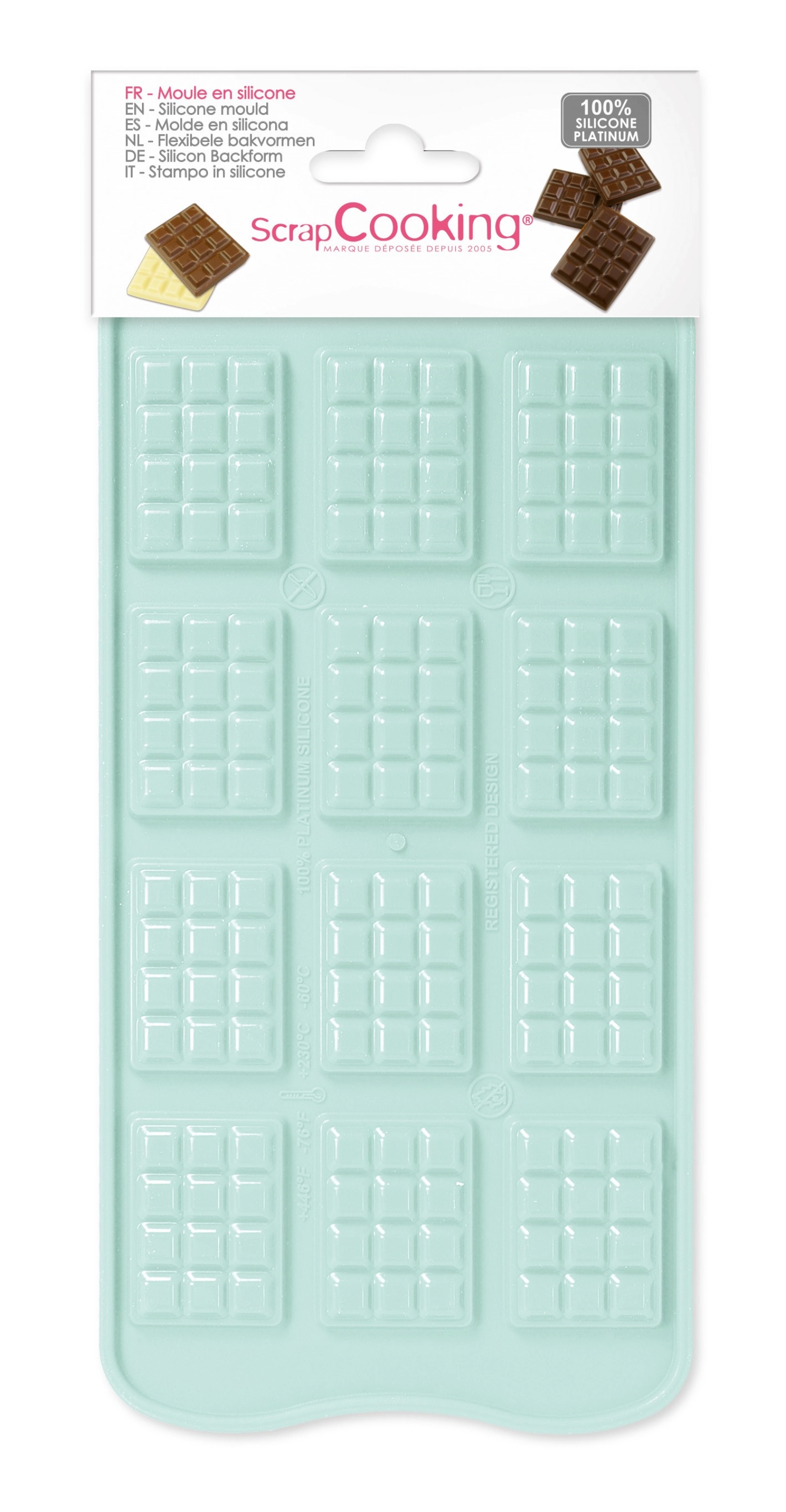 Moule à gâteaux silicone chocolat mini tablette 12pcs