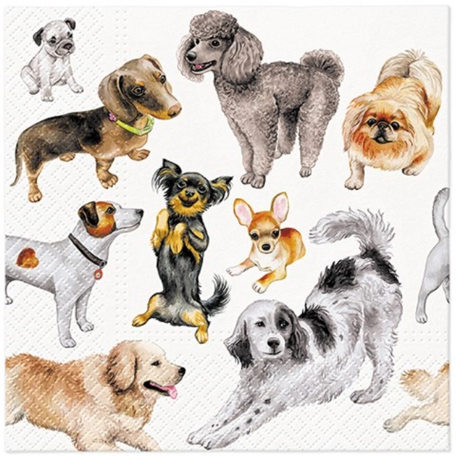 Serviettes lunch 20x dogs happiness, 33x33cm