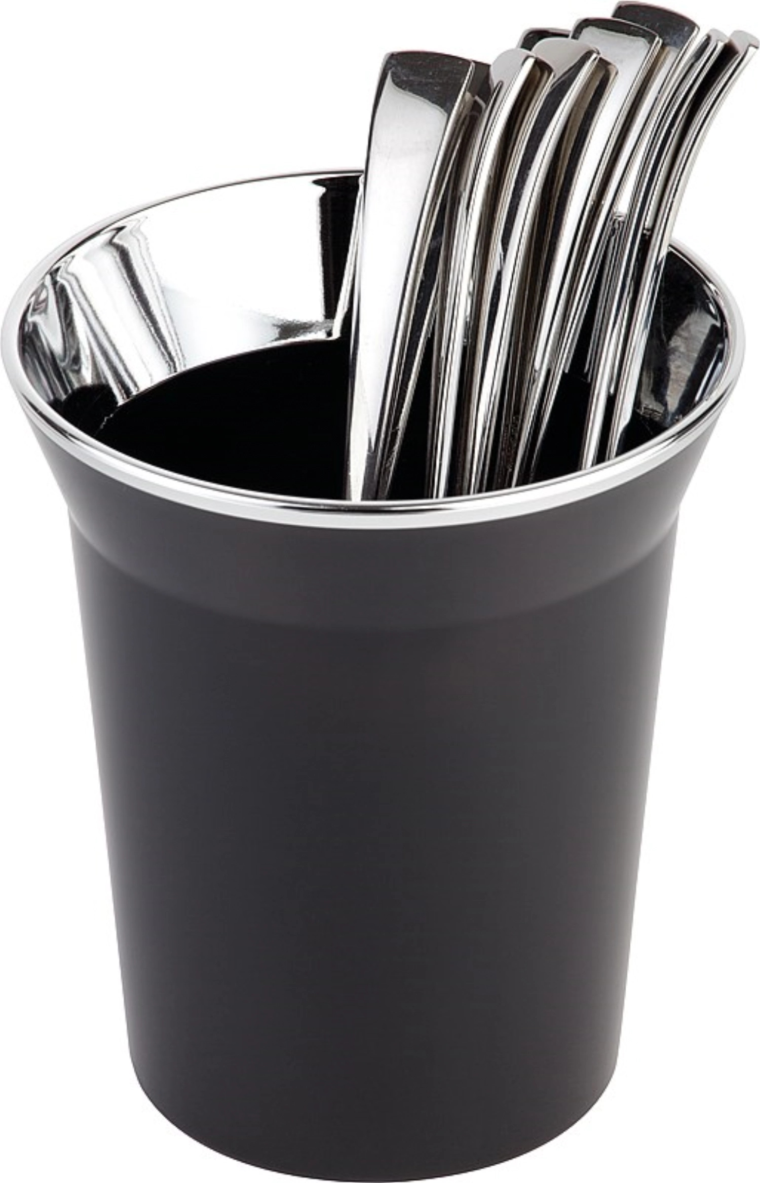 Récipient pour restes de table/couverts top chrome noir