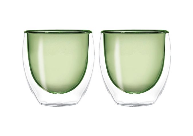 Set de 2 verres à espresso double paroi vert, 80ml