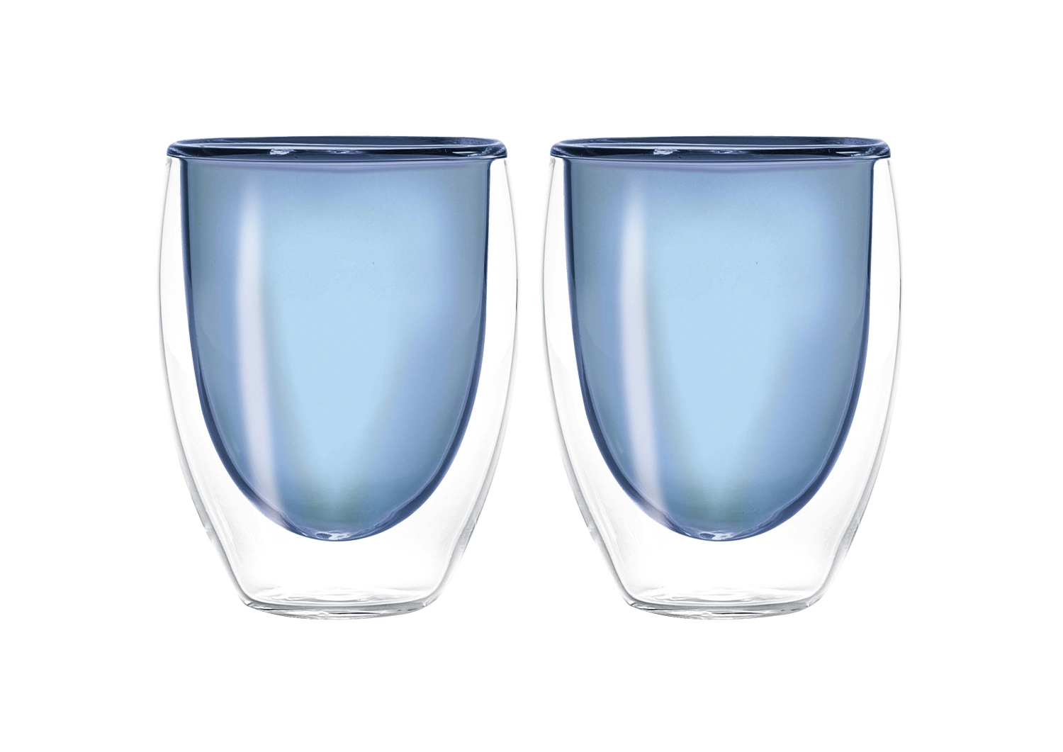 Set de 2 verres à thé double paroi bleu, 220ml