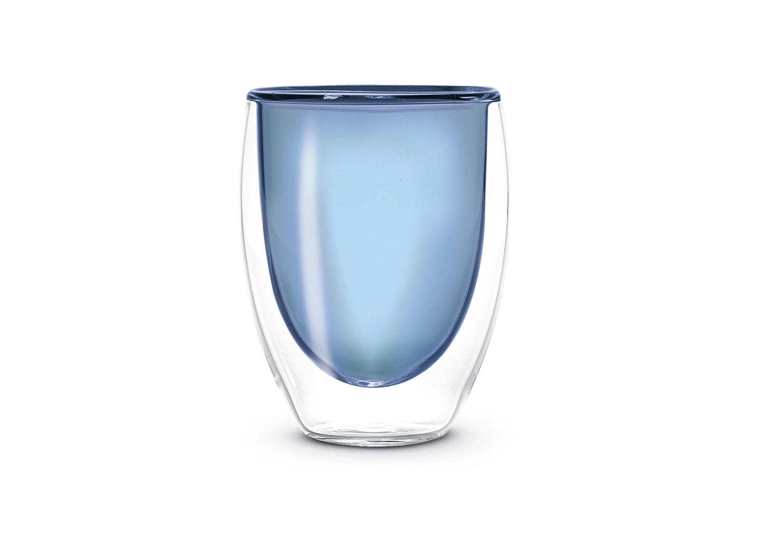 Set de 2 verres à thé double paroi bleu, 220ml