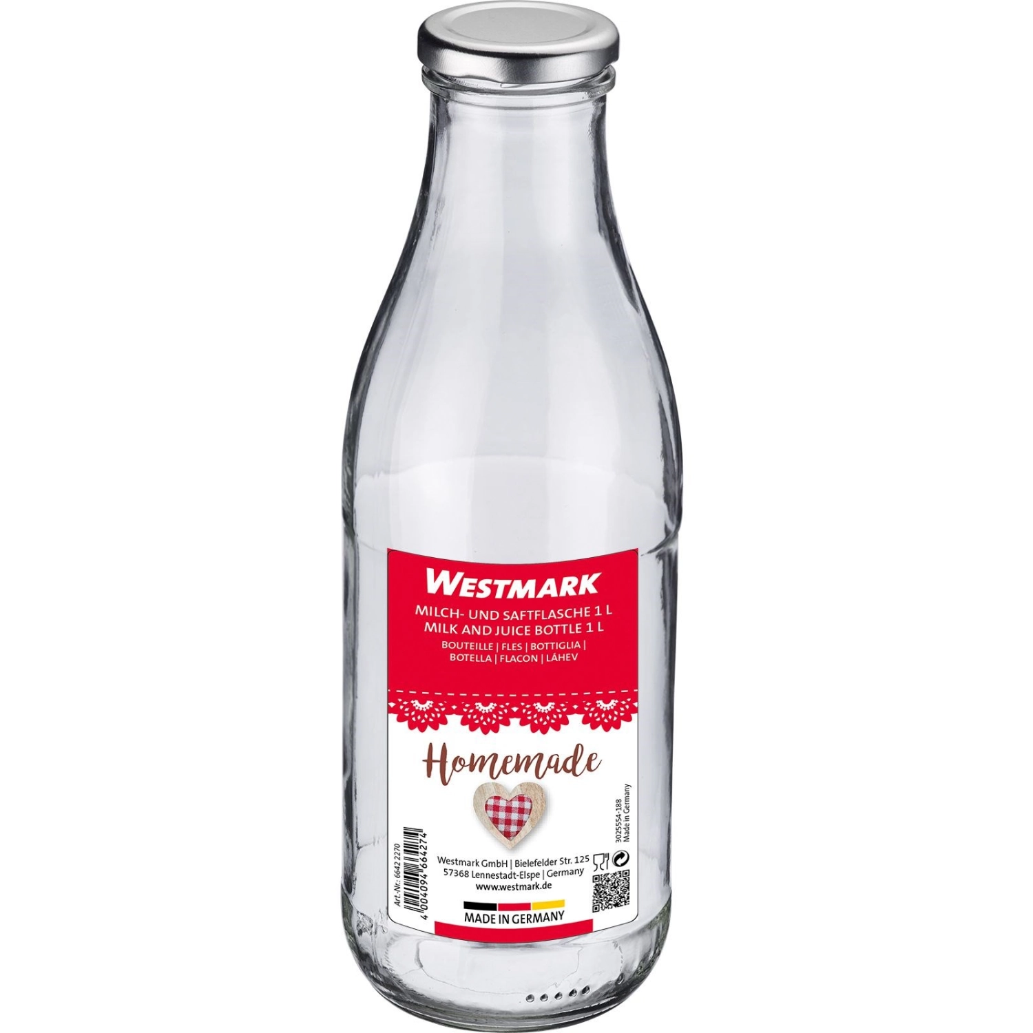 Bouteille de lait et de jus de fruits 1 l, ronde