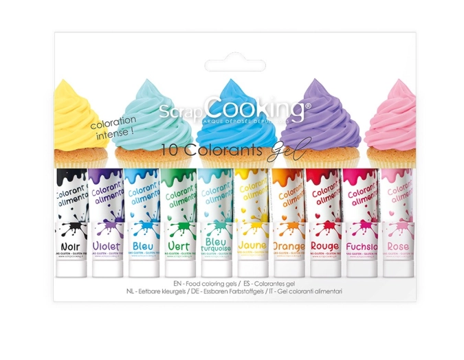 Set de 10 colorants alimentaires gel 20g