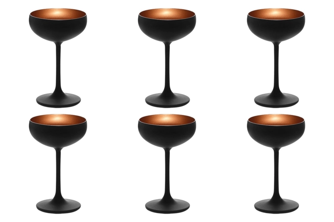 Set de 6 coupes à champagne elements 230ml noir/bronze