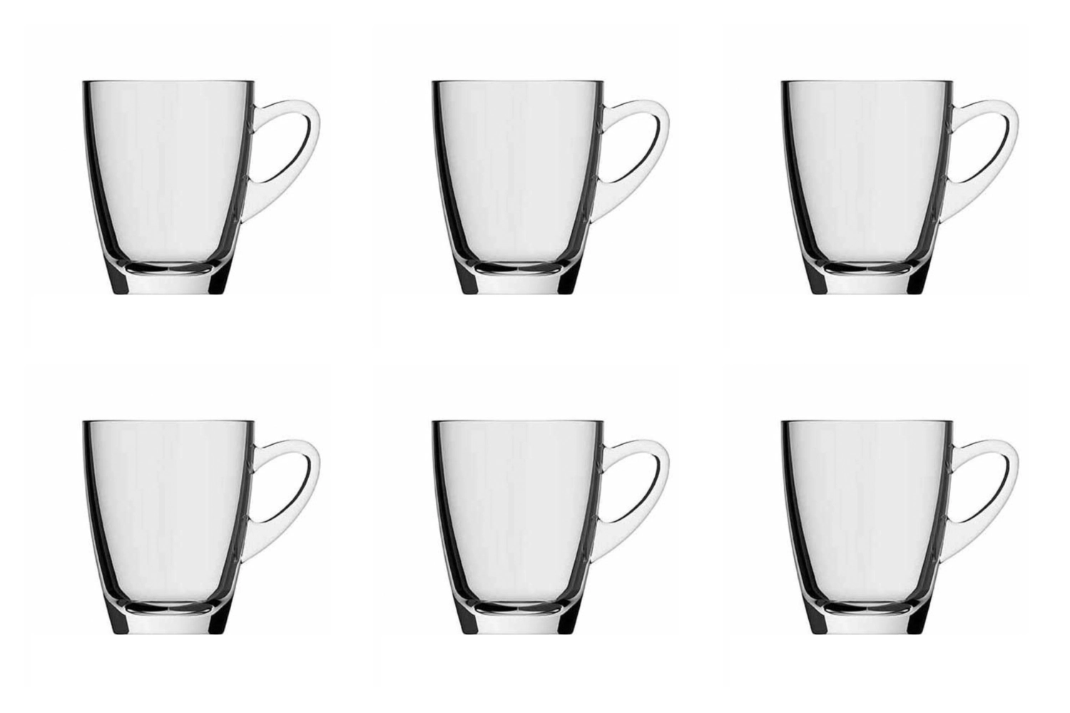 Set de 6 tasses à anse en verre kenia larges 31cl