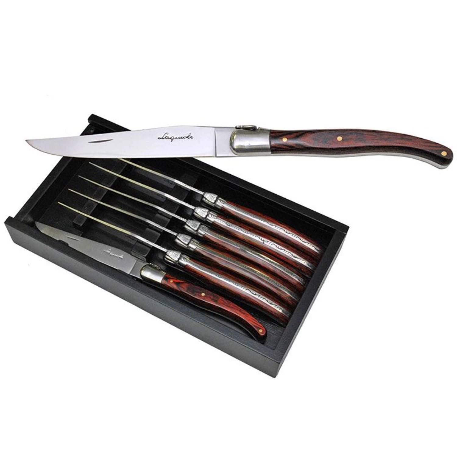 6er Pack Laguiole Garnitur Steakmesser Palisanderart