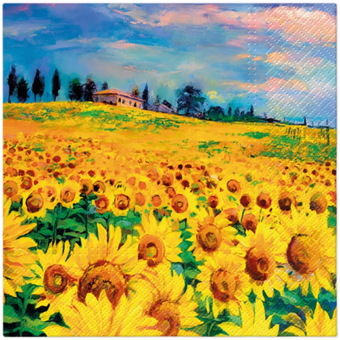 Servietten Lunch 20x Painted Sunflowers, 33x33cm