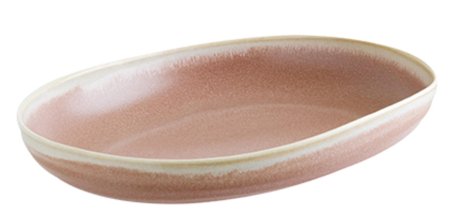 Assiette en terre cuite rose ovale L37cm