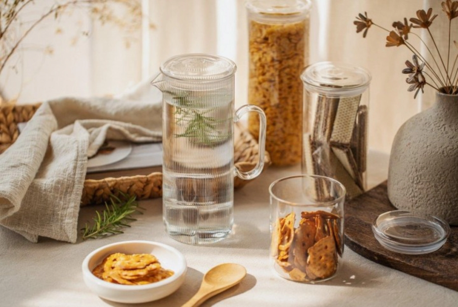 Carafe en verre borosilicaté transparent